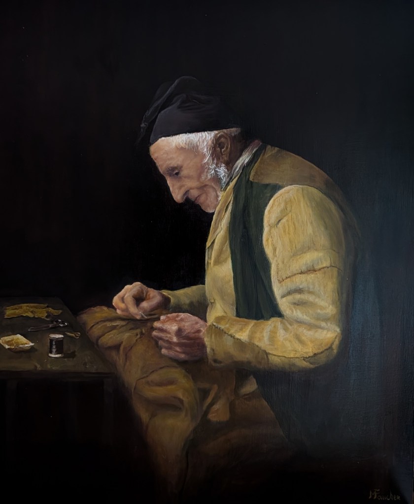 Le tailleur Huile sur planche 60 x 50 cm